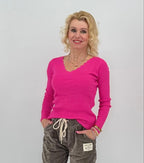 Feinripp Pullover, creme, pink, rot, braun, schwarz, bordo