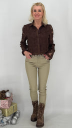 Lederimitat Hose ESViViD, braun, beige, schwarz