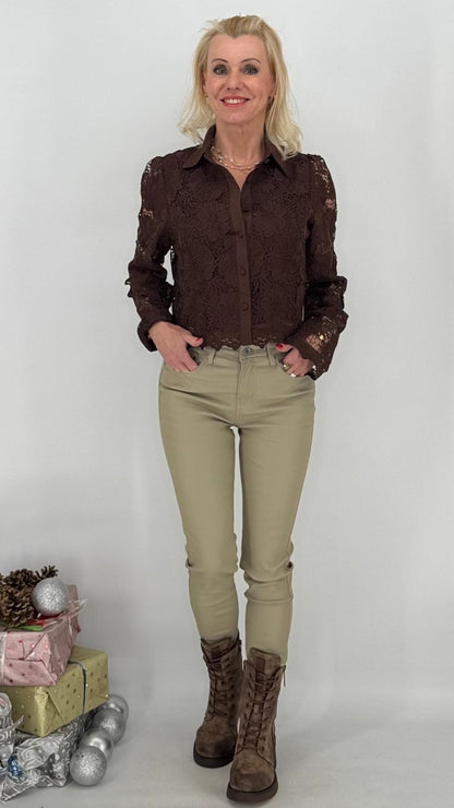 Lederimitat Hose ESViViD, braun, beige, schwarz