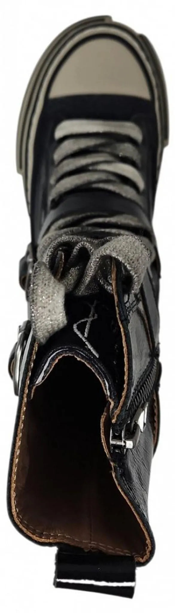 Leder Sneaker Rebecca White, Lackleder in schwarz