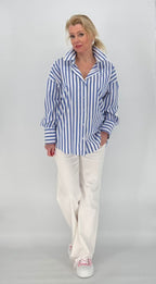 Streifen Bluse, weiß/blau